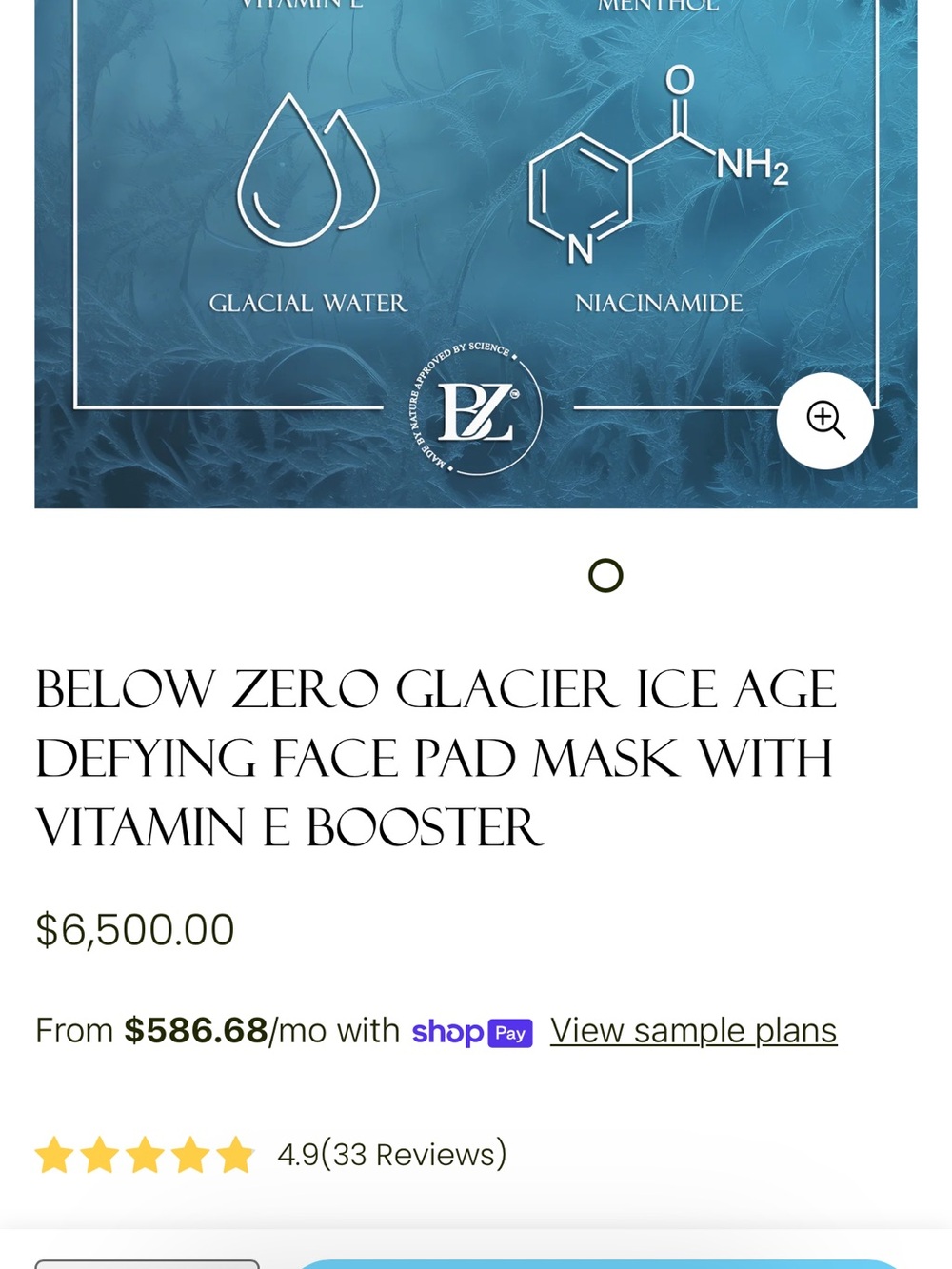 Below Zero 16 pieces Glacier Ice Age Defying Face Pad Mask - Blue